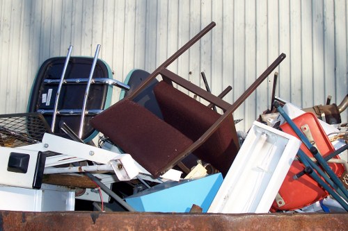 Construction site in Leyton with waste removal in progress